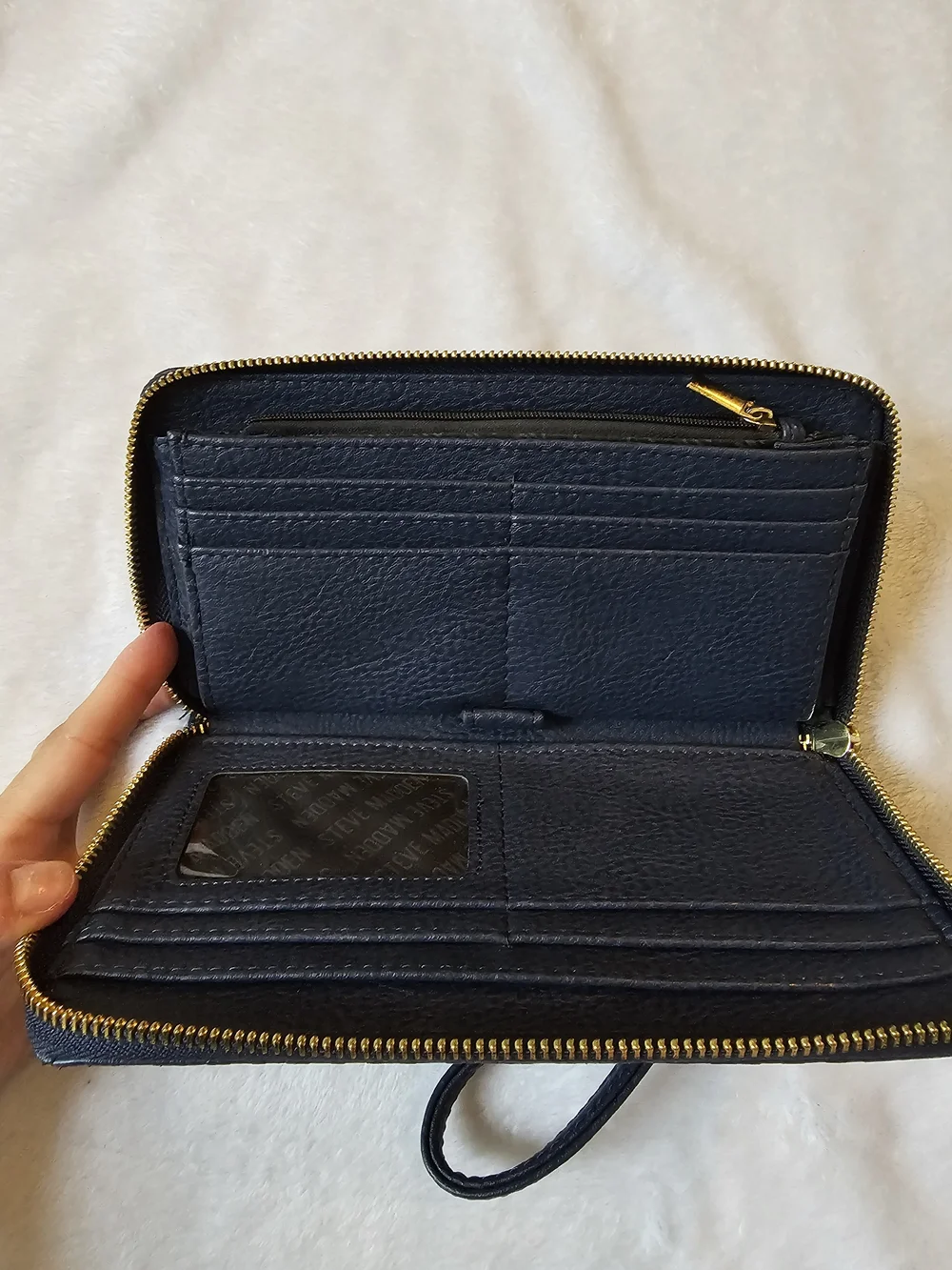 Steve Madden Navy Embossed Wristlet Wallet
